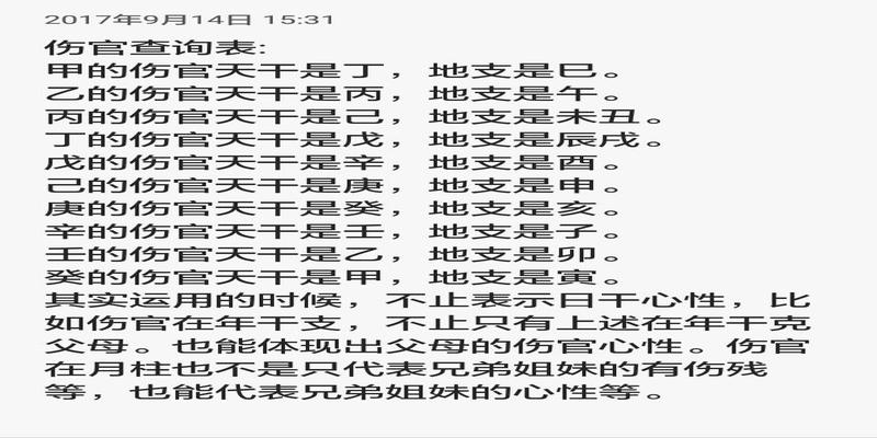 八字月柱怎么看(详解八字伤官之易像附带伤官查询表)