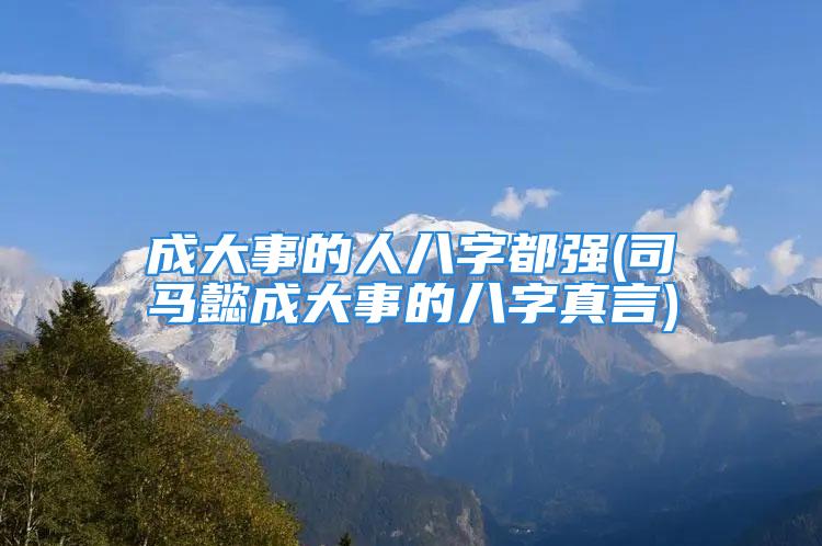 成大事的人八字都强(司马懿成大事的八字真言)