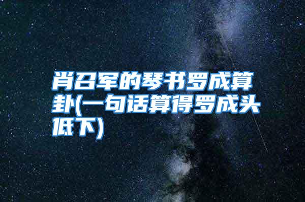 肖召军的琴书罗成算卦(一句话算得罗成头低下)