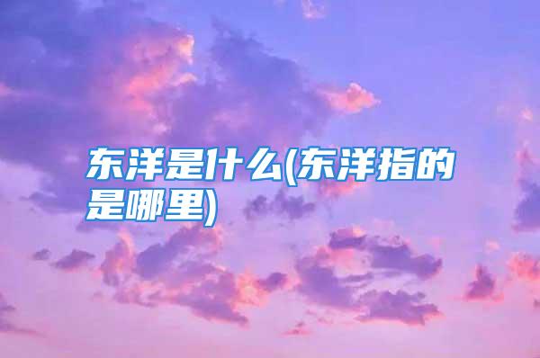 东洋是什么(东洋指的是哪里)