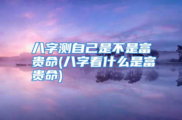 八字测自己是不是富贵命(八字看什么是富贵命)