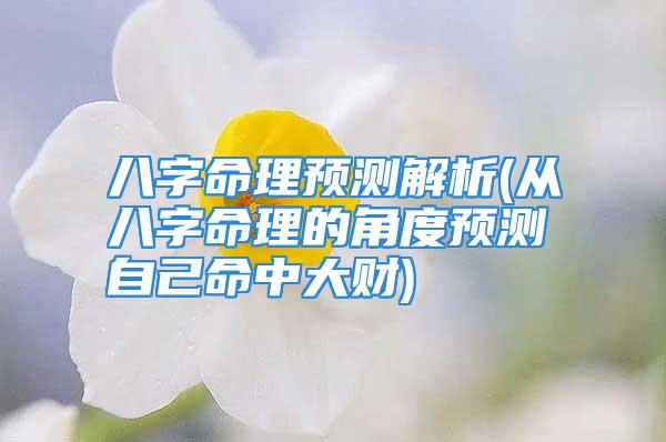 八字命理预测解析(从八字命理的角度预测自己命中大财)