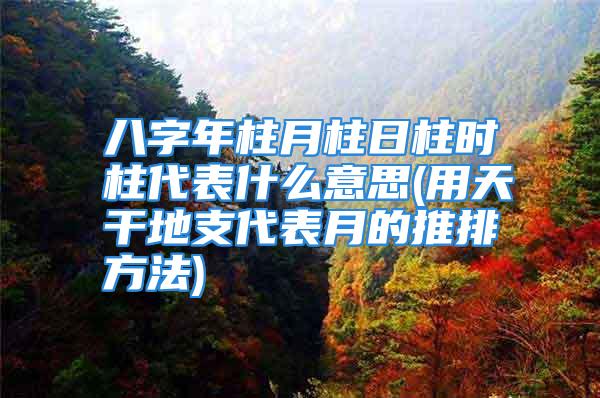 八字年柱月柱日柱时柱代表什么意思(用天干地支代表月的推排方法)