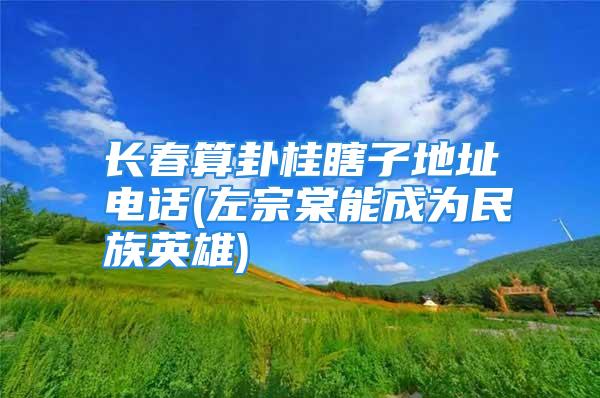 长春算卦桂瞎子地址电话(左宗棠能成为民族英雄)