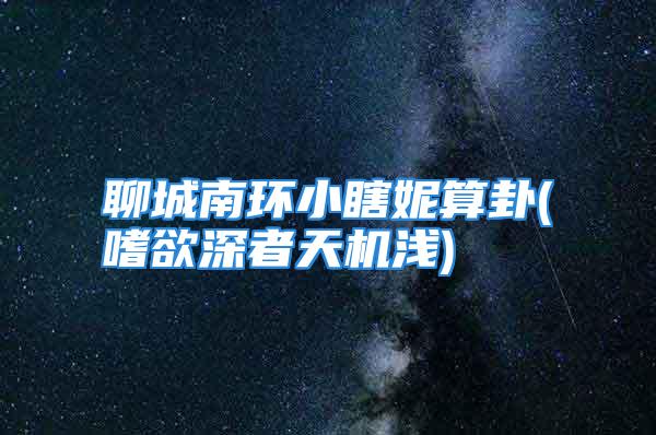 聊城南环小瞎妮算卦(嗜欲深者天机浅)