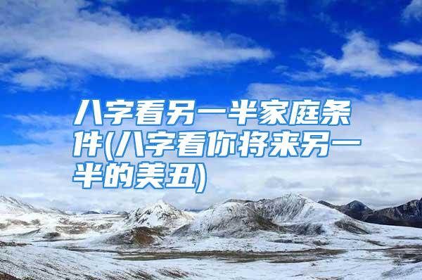 八字看另一半家庭条件(八字看你将来另一半的美丑)