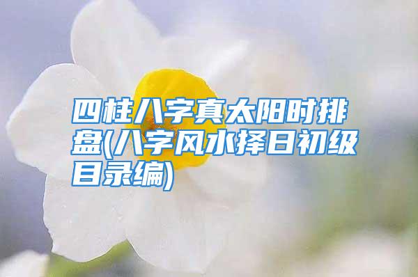 四柱八字真太阳时排盘(八字风水择日初级目录编)