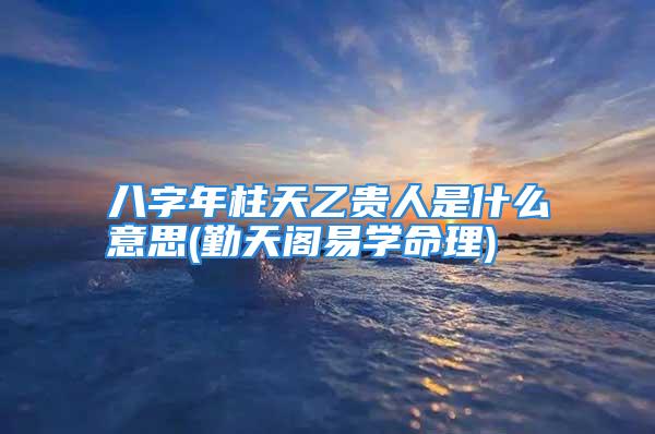 八字年柱天乙贵人是什么意思(勤天阁易学命理)