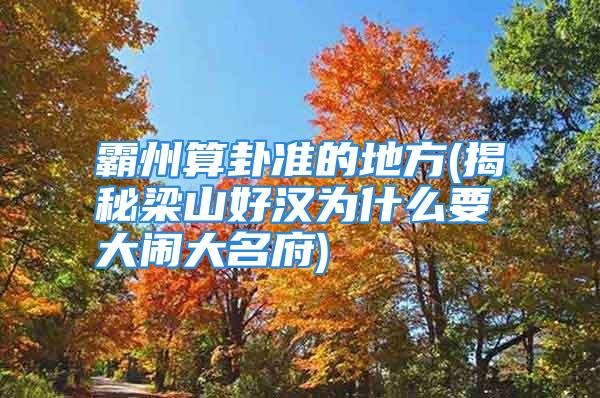 霸州算卦准的地方(揭秘梁山好汉为什么要大闹大名府)