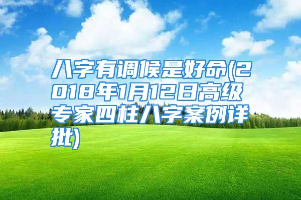 八字有调候是好命(2018年1月12日高级专家四柱八字案例详批)