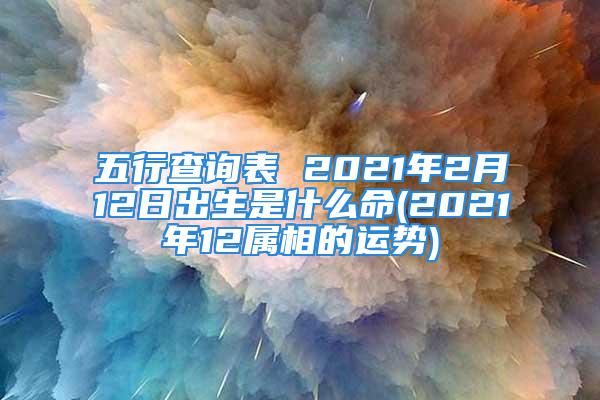 五行查询表 2021年2月12日出生是什么命(2021年12属相的运势)