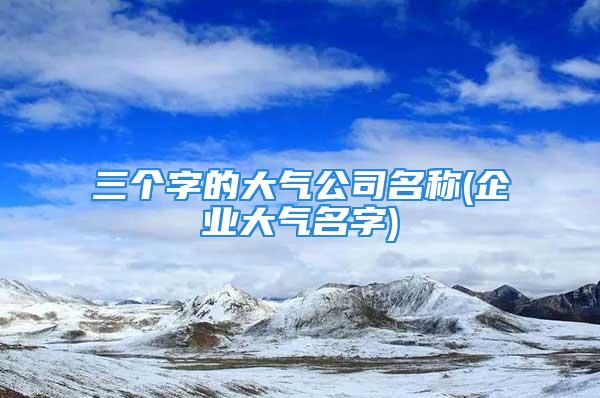 三个字的大气公司名称(企业大气名字)