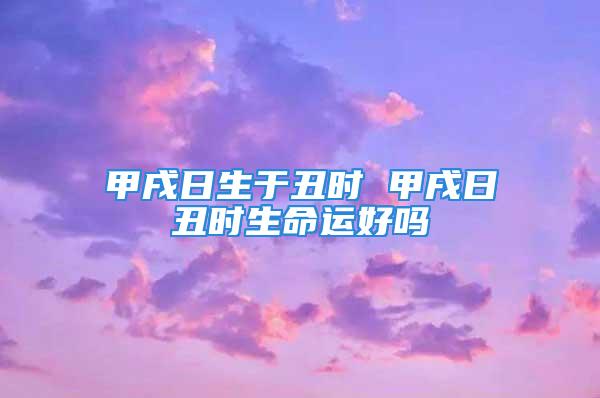 甲戌日生于丑时 甲戌日丑时生命运好吗