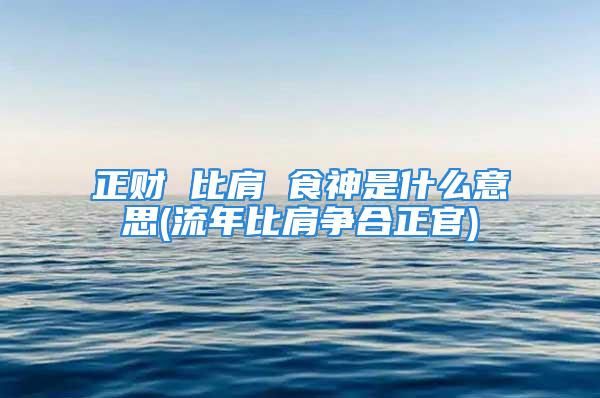 正财 比肩 食神是什么意思(流年比肩争合正官)