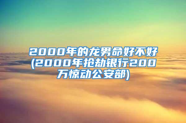 2000年的龙男命好不好(2000年抢劫银行200万惊动公安部)