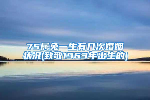 75属兔一生有几次婚姻状况(致敬1963年出生的)