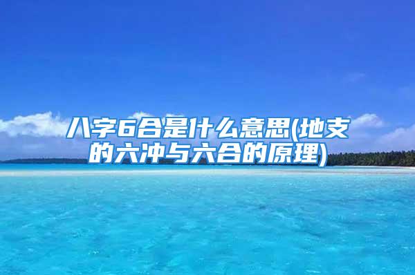 八字6合是什么意思(地支的六冲与六合的原理)