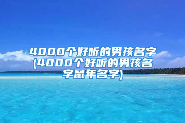 4000个好听的男孩名字(4000个好听的男孩名字鼠年名字)