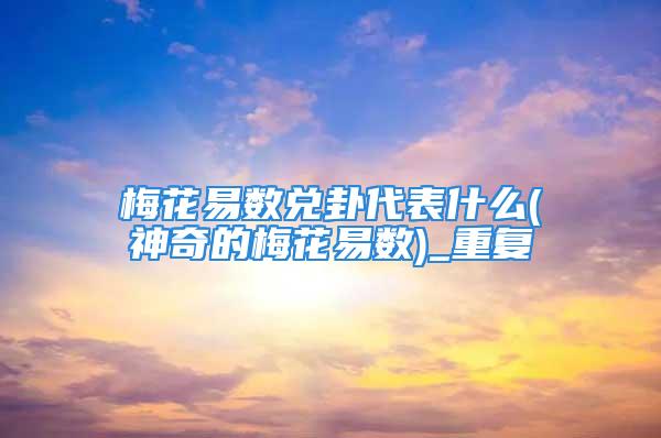 梅花易数兑卦代表什么(神奇的梅花易数)_重复