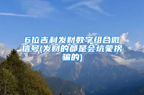 6位吉利发财数字组合微信号(发财的都是会坑蒙拐骗的)