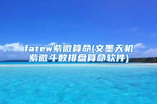 fatew紫微算命(文墨天机紫微斗数排盘算命软件)