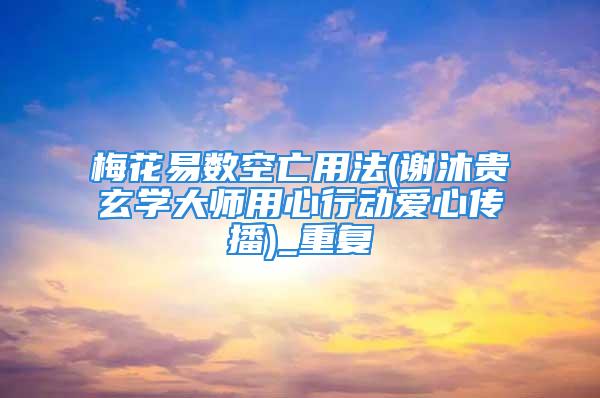 梅花易数空亡用法(谢沐贵玄学大师用心行动爱心传播)_重复