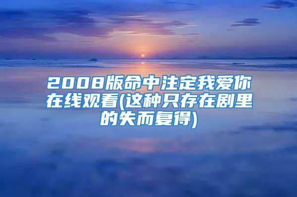 2008版命中注定我爱你在线观看(这种只存在剧里的失而复得)