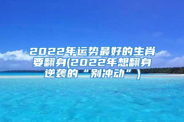 2022年运势最好的生肖要翻身(2022年想翻身逆袭的“别冲动”)