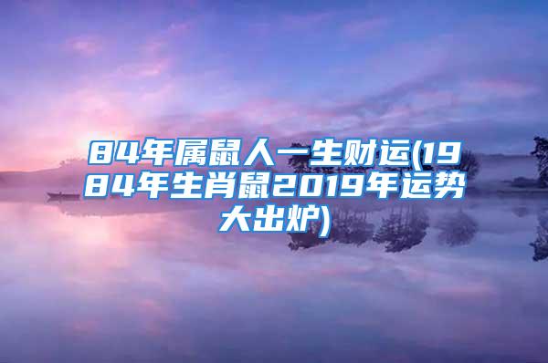 84年属鼠人一生财运(1984年生肖鼠2019年运势大出炉)