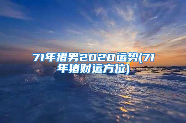 71年猪男2020运势(71年猪财运方位)