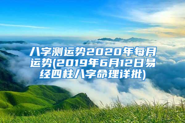 八字测运势2020年每月运势(2019年6月12日易经四柱八字命理详批)