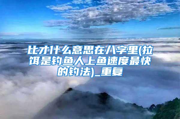 比才什么意思在八字里(拉饵是钓鱼人上鱼速度最快的钓法)_重复