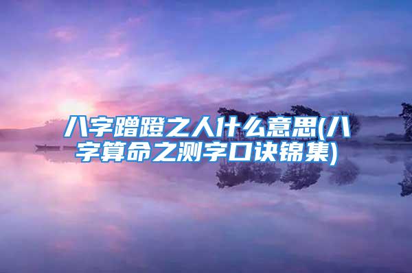 八字蹭蹬之人什么意思(八字算命之测字口诀锦集)