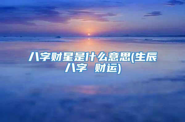 八字财星是什么意思(生辰八字 财运)